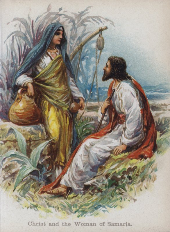 Krisztus és a szamáriai asszony (chromolitho) alkotó: English School