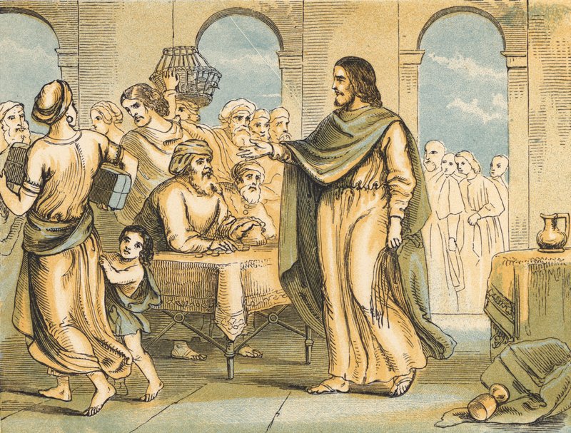 Krisztus megtisztítja a templomot (színes metszet) alkotó: English School