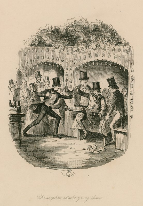Christopher megtámadja a fiatal Aident; Vauxhall Gardens, London alkotó: English School
