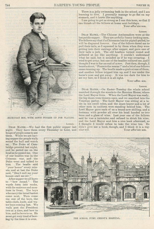 Christs Kórház és egy tanuló portréja alkotó: English School