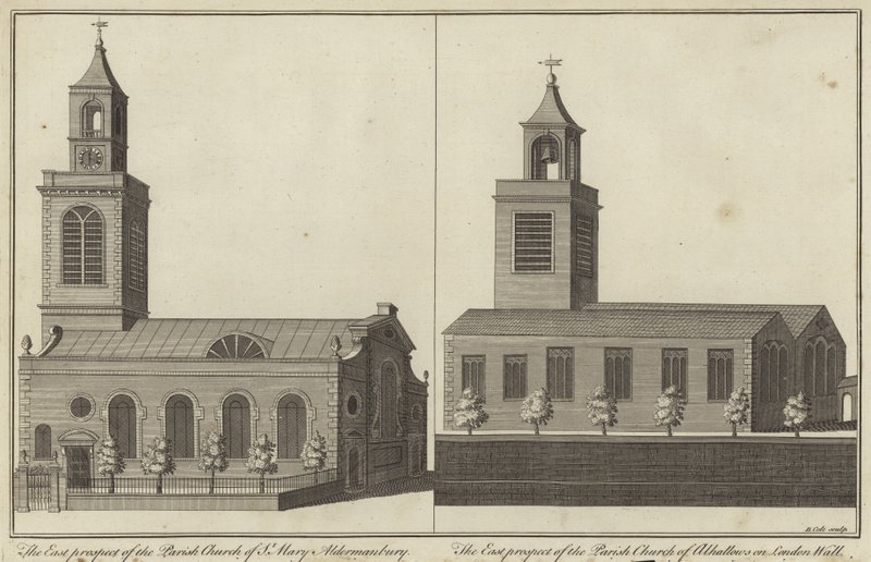 Szent Mária templom, Aldermanbury és Church of Allhallows a London Wallon, London alkotó: English School