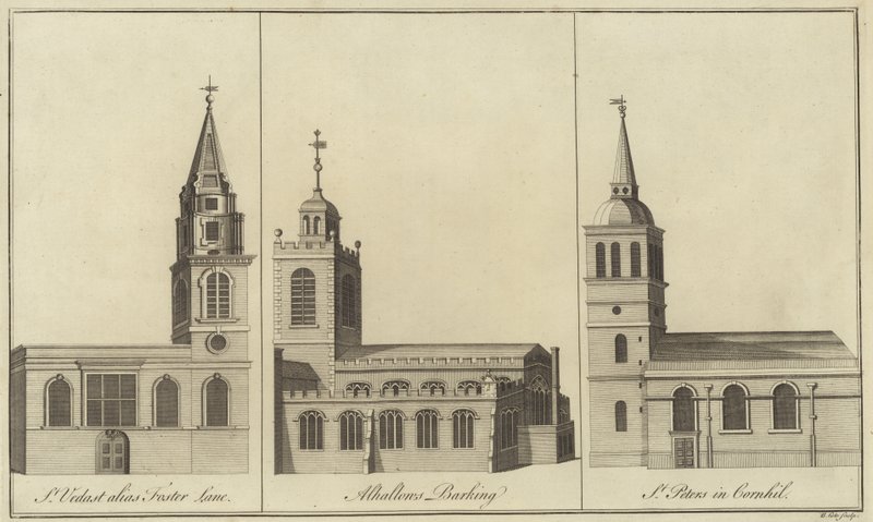 St Vedast, Foster Lane, Allhallows, Barking és St Peter templomok Cornhillben, Londonban alkotó: English School