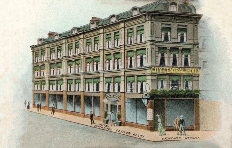 City Central Hotel, London (színes litho) alkotó: English School