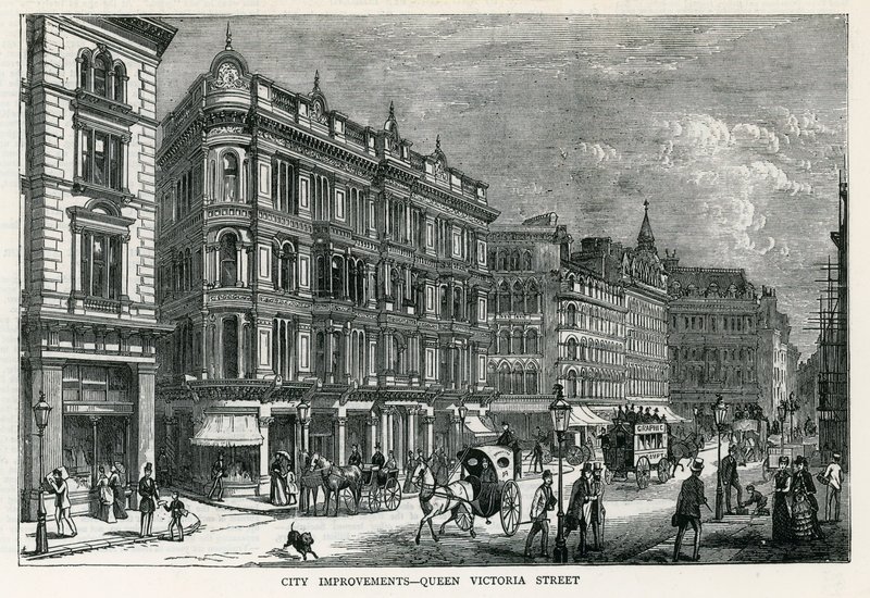 Városfejlesztés – Queen Victoria Street, London alkotó: English School