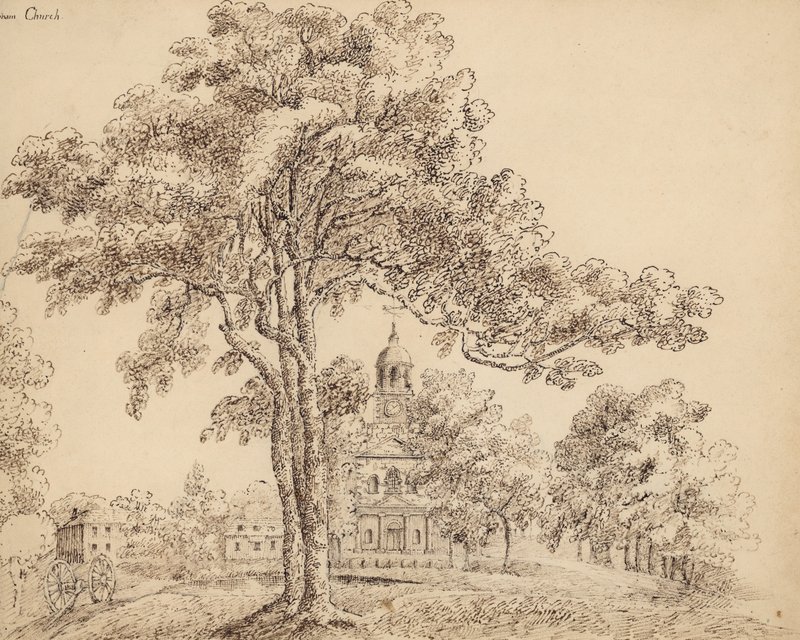 Clapham Church, Surrey (tinta papíron) alkotó: English School