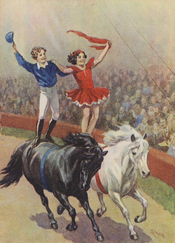 Okos gyerekek, akik a cirkuszban születtek és nevelkedtek (színes litográfia) alkotó: English School