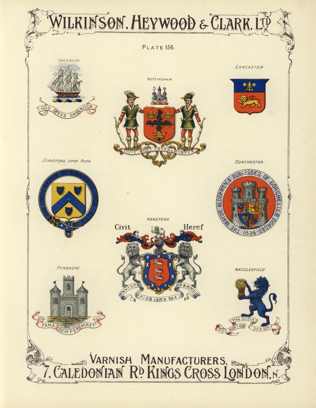 Brit városok címerei (chromolitho) alkotó: English School