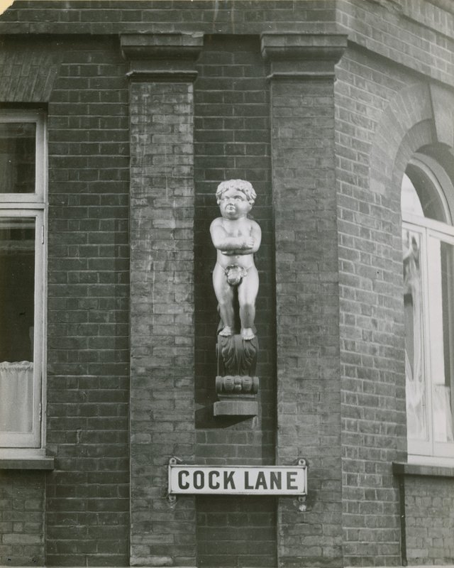 Cock Lane és a kövér fiú, vagy Golden Boy szobor; fénykép alkotó: English School