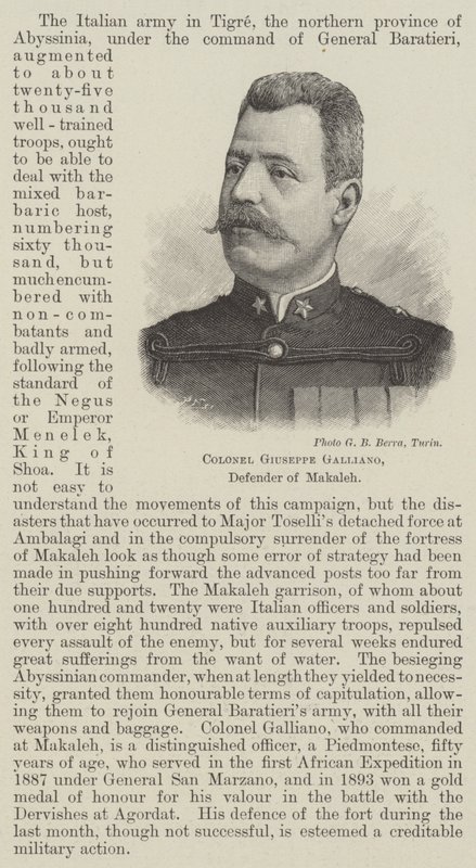 Giuseppe Galliano ezredes, Makaleh védelmezője (metszet) alkotó: English School