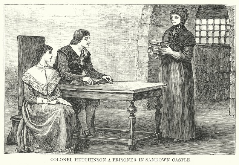 Hutchinson ezredes fogoly a Sandown kastélyban (metszet) alkotó: English School