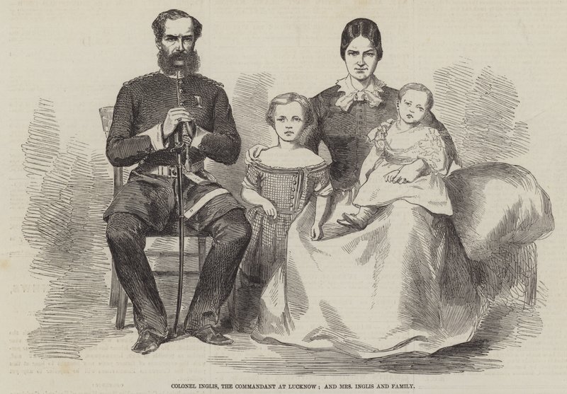Inglis ezredes, Lucknow parancsnoka és Inglisné és családja (metszet) alkotó: English School