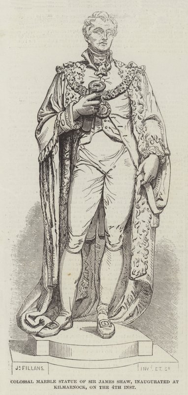 Sir James Shaw kolosszális márványszobra, felavatva Kilmarnockban, 4. inst (metszet) alkotó: English School