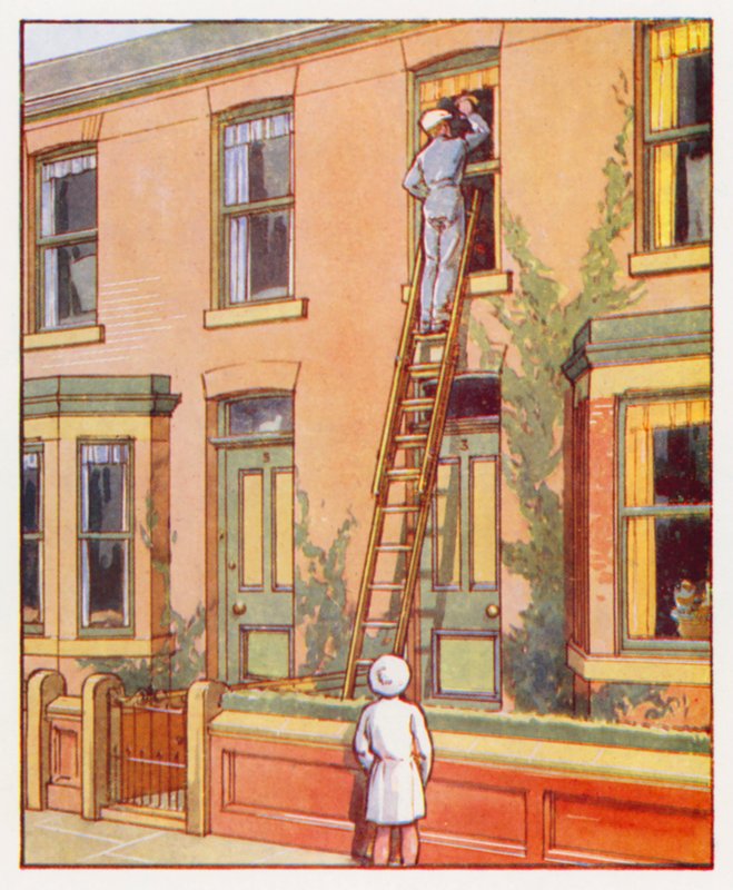 Parancsok: (színes litho): Az emeleti ablakok tisztítása alkotó: English School