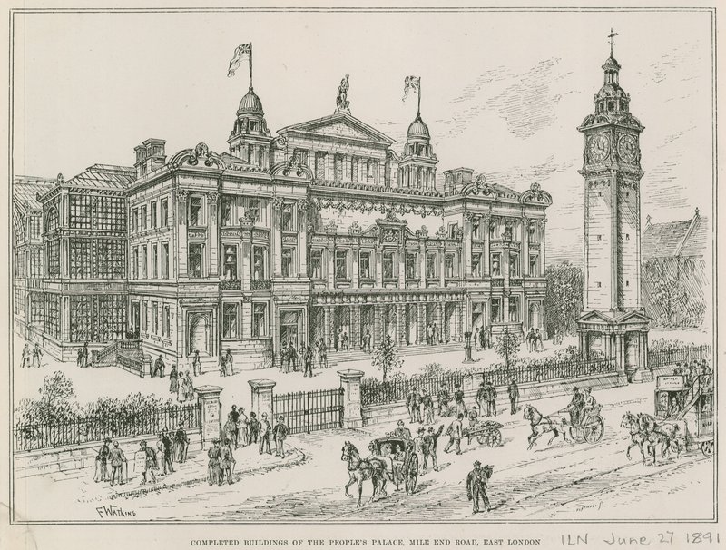A Peoples Palace elkészült épületei, a Mile End Road, East London alkotó: English School
