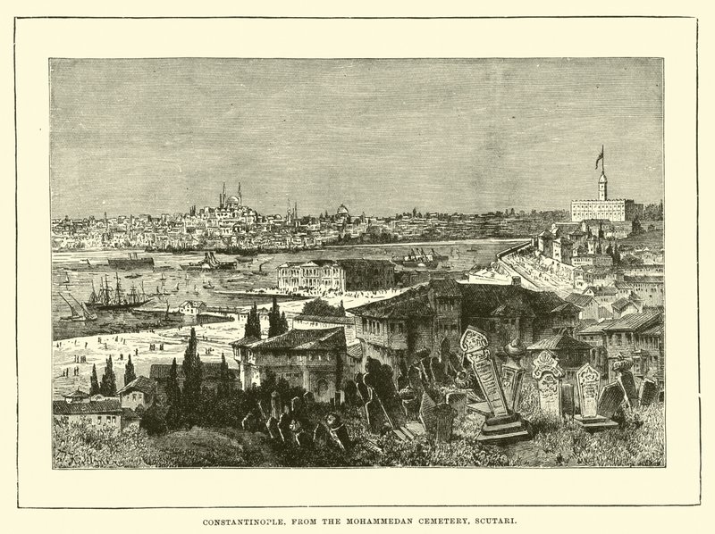 Konstantinápoly, a mohamedán temetőből, Scutari alkotó: English School