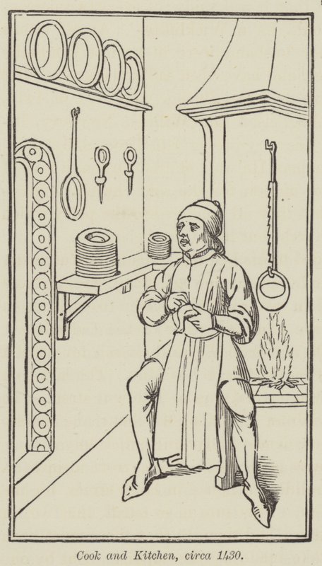 Szakács és konyha, 1430 körül (metszet) alkotó: English School