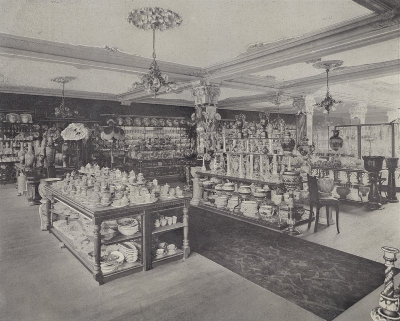 Sarok a kínai bemutatótermekben, Harrods (litho) alkotó: English School