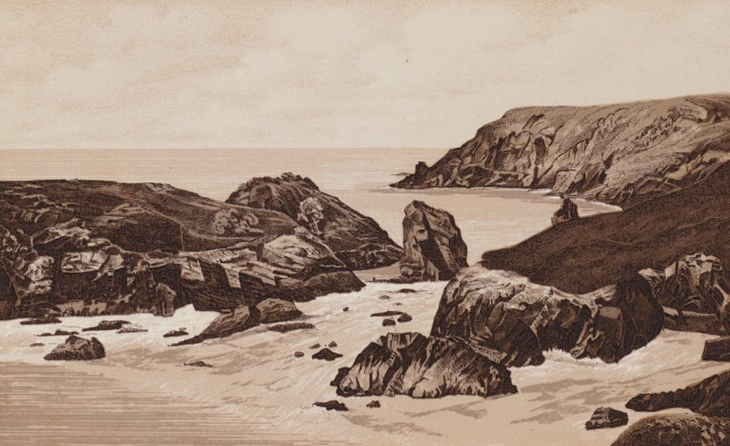Cornwall: Kynance Cove, Penzance (litho) alkotó: English School