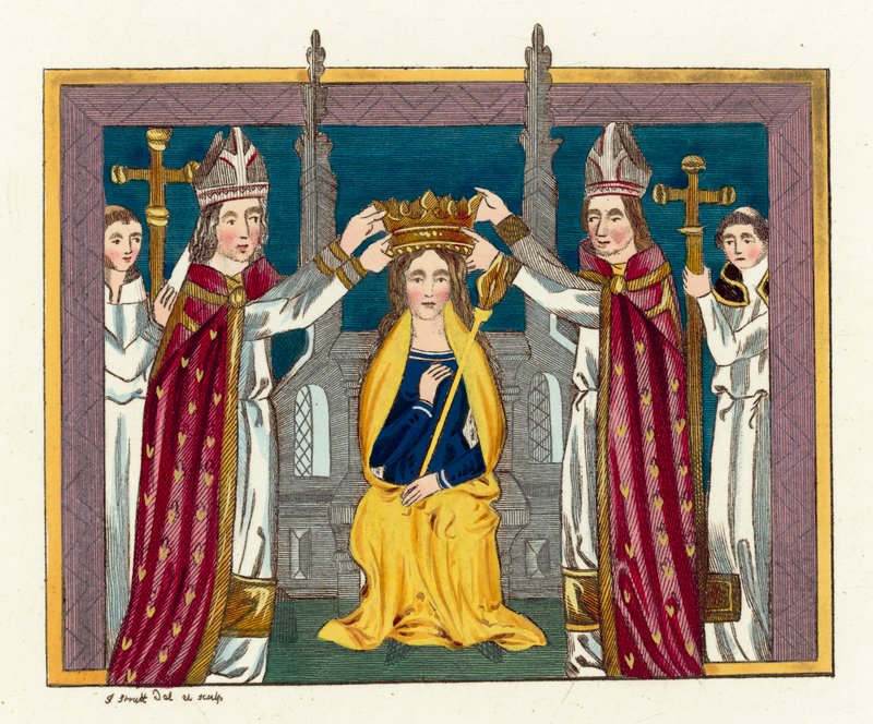 Anne Of Bohemia koronázása (színes metszet) alkotó: English School
