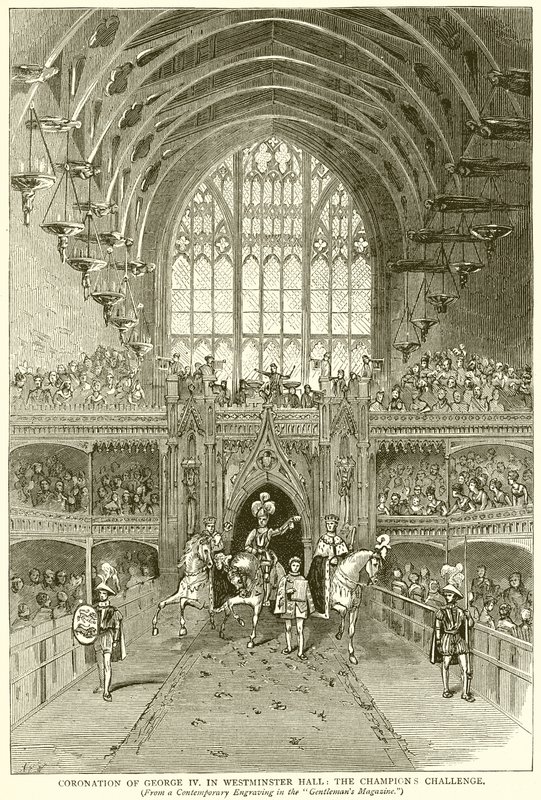 György koronázása IV. a Westminster Hallban: The Champions Challenge alkotó: English School