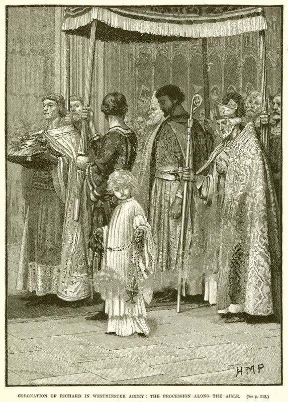 Richard megkoronázása a Westminster Abbeyben: A körmenet a folyosón alkotó: English School