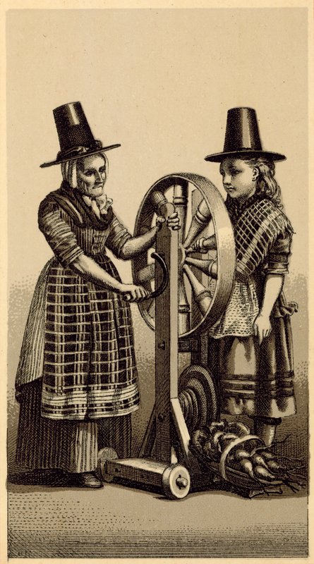 Wales jelmezei: Spinning Genny (litho) alkotó: English School