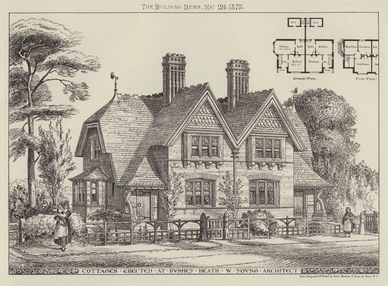 Bushey Heath-en emelt házak (metszet) alkotó: English School