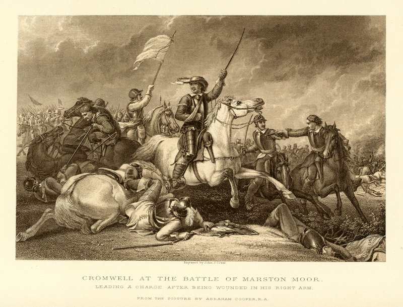 Cromwell a Marston Moor-i csatában alkotó: English School