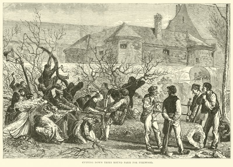 Fák kivágása Párizs körül tűzifa céljából, 1870. október alkotó: English School