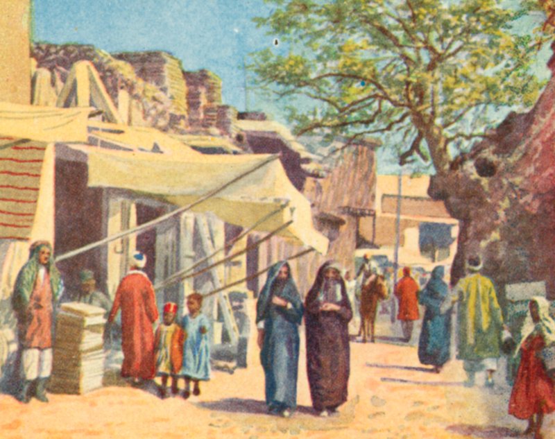 Damaszkusz, egy tipikus utca (színes litográfia) alkotó: English School