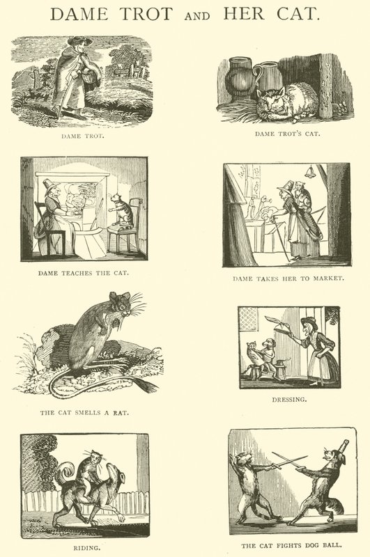 Dame Trot és a macskája (fametszet) alkotó: English School