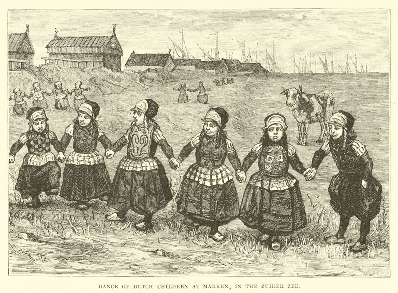 Holland gyerekek tánca Markenben, a Zuider Zee-ben alkotó: English School