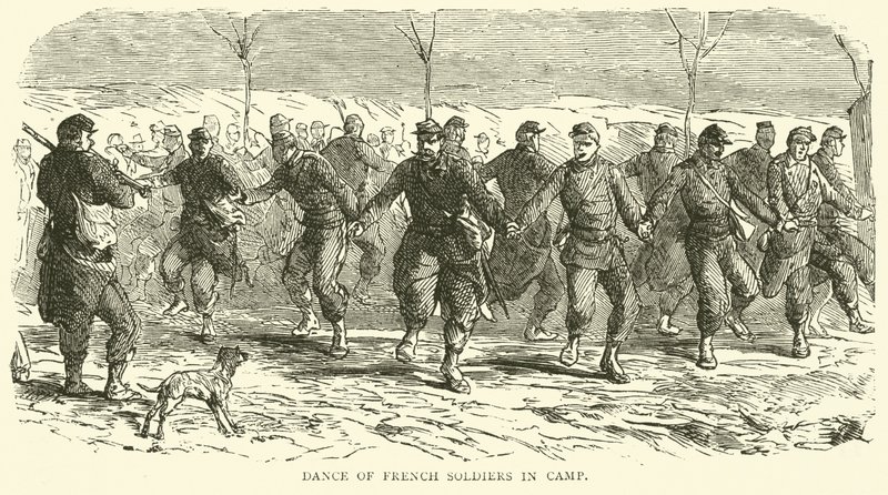 Francia katonák tánca a táborban, 1870. november alkotó: English School