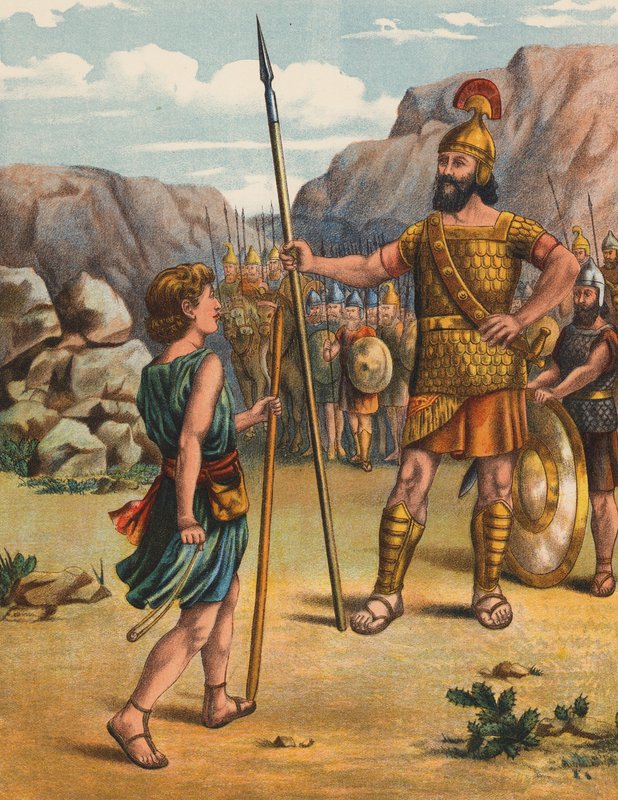 Dávid és az óriás Góliát (színes litográfia) alkotó: English School