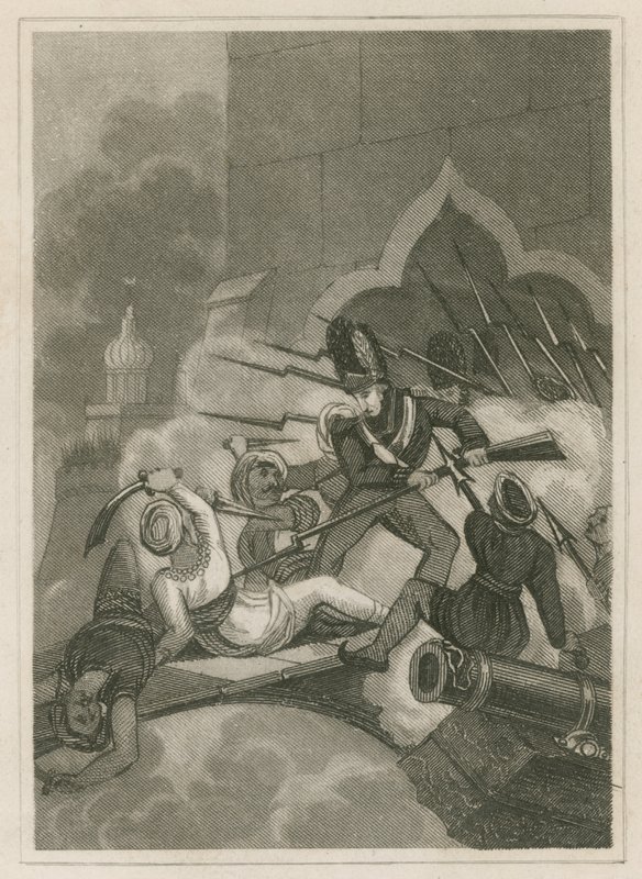 Tippoo Sahib halála Serigapatam ostrománál, India, 1799 alkotó: English School