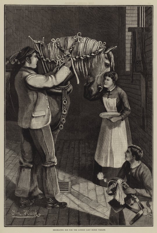 Díszítése a londoni szekérlovas felvonulásra (metszet) alkotó: English School