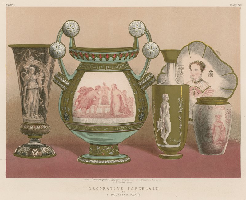 Dekoratív porcelán, E Rousseau, Párizs alkotó: English School