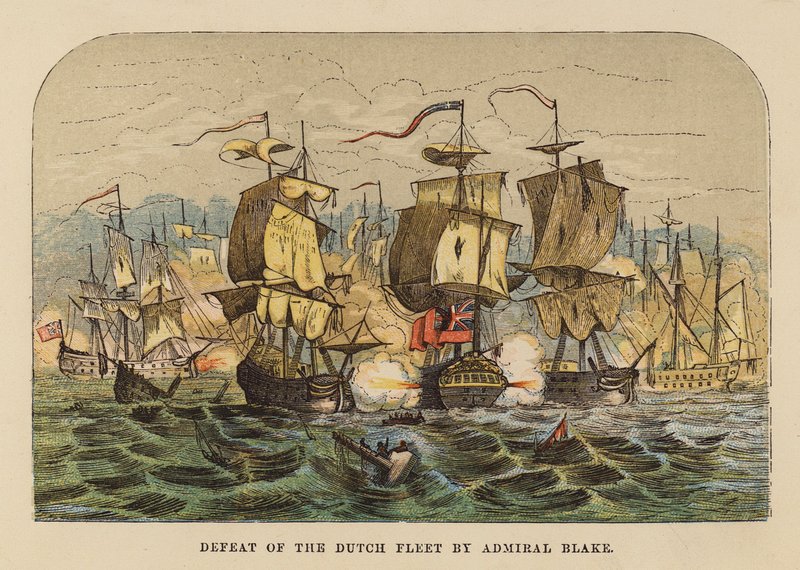 A holland flotta legyőzése Blake admirális által (színes metszet) alkotó: English School