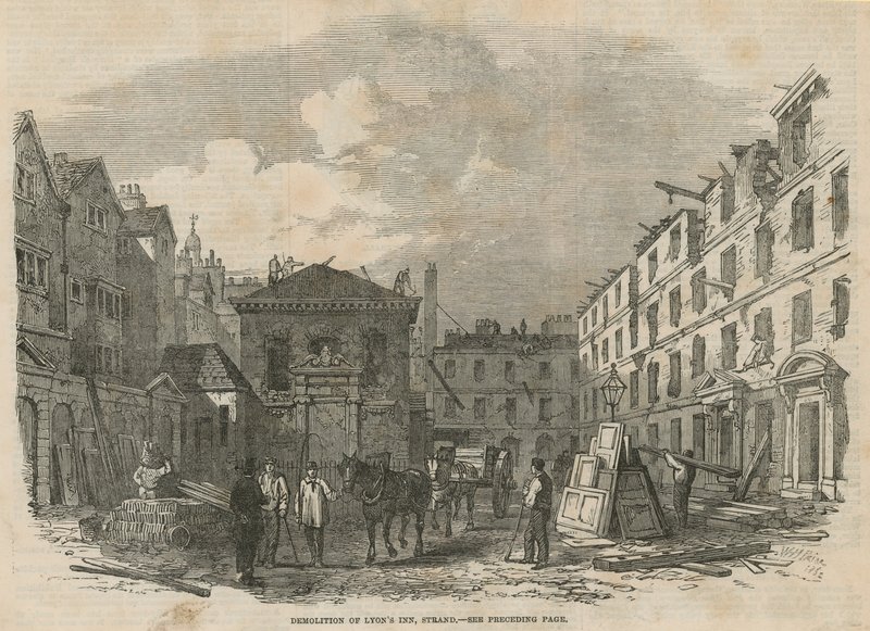 A Lyons Inn lebontása, Strand, London alkotó: English School