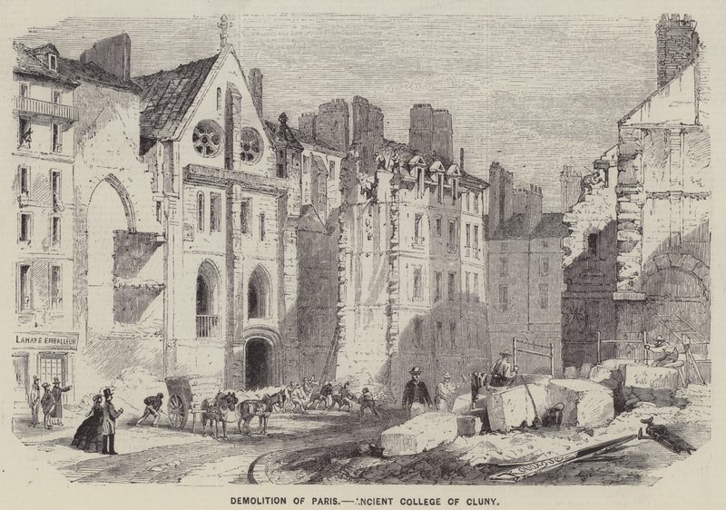 Párizs lerombolása, Cluny ókori kollégiuma (metszet) alkotó: English School