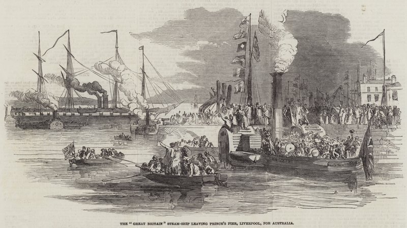 "Nagy-Britannia" indulása Ausztráliába (metszet) alkotó: English School