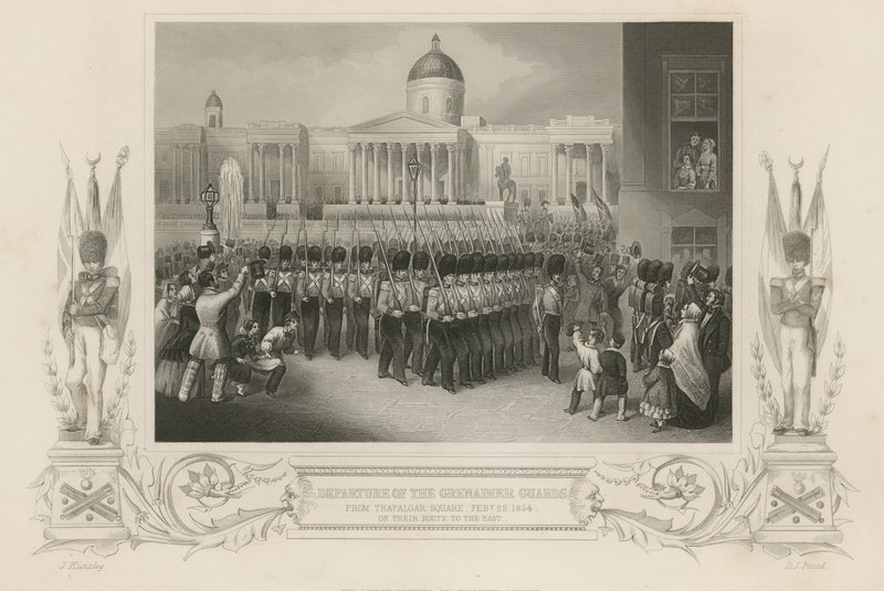 A Grenadier Guards indulása a Trafalgar Square-ről alkotó: English School