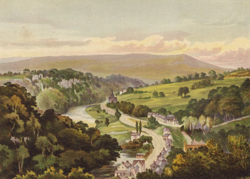 Derbyshire, Matlock, Ábrahám magaslataiból (színes litho) alkotó: English School