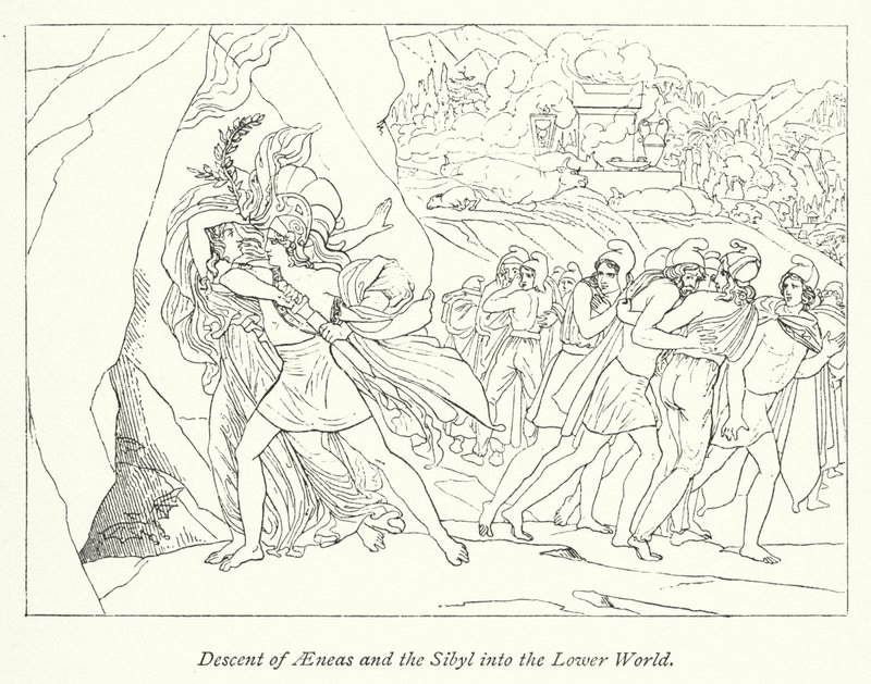 Aeneas és a Szibilla alászállása az alsó világba (litho) alkotó: English School