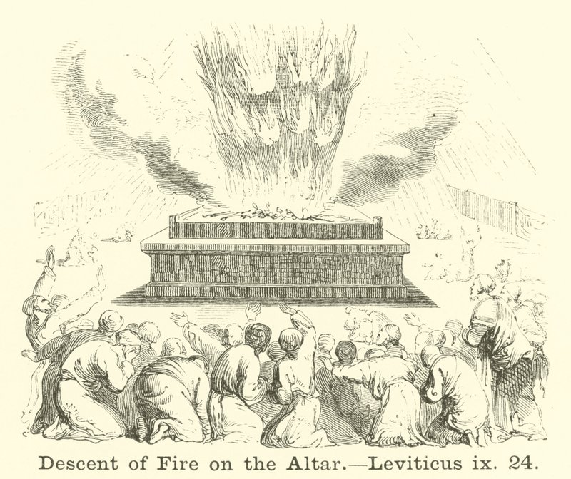 Tűz alászállása az oltárra, Leviticus, ix, 24 alkotó: English School