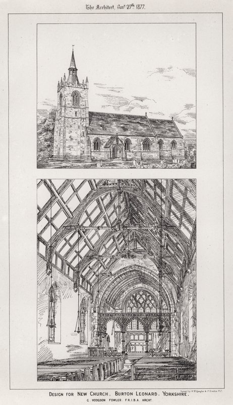 Design for New Church, Burton Leonard, Yorkshire (metszet) alkotó: English School