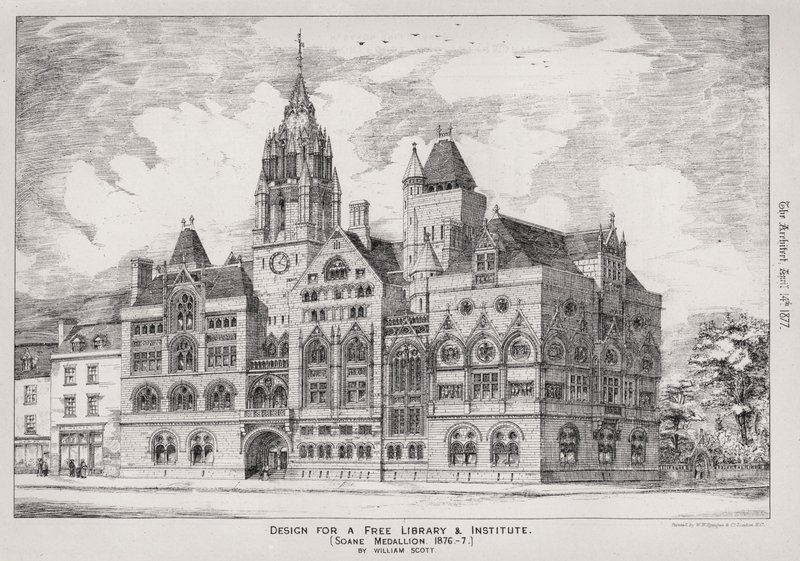 Tervezés egy ingyenes könyvtár és intézet számára, Soane Medallion alkotó: English School