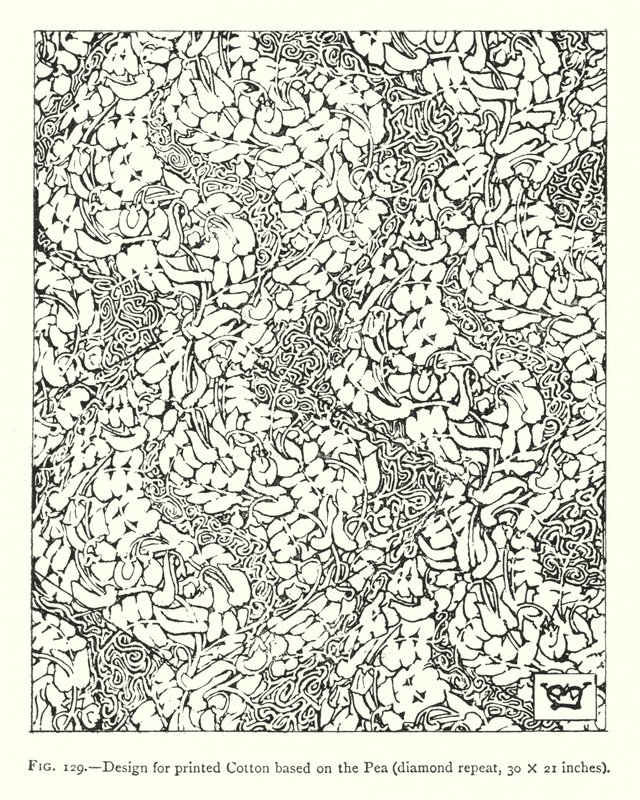 Borsó alapú nyomtatott pamut dizájn, gyémánt ismétlés, 30 × 21 hüvelyk (gravírozás) alkotó: English School