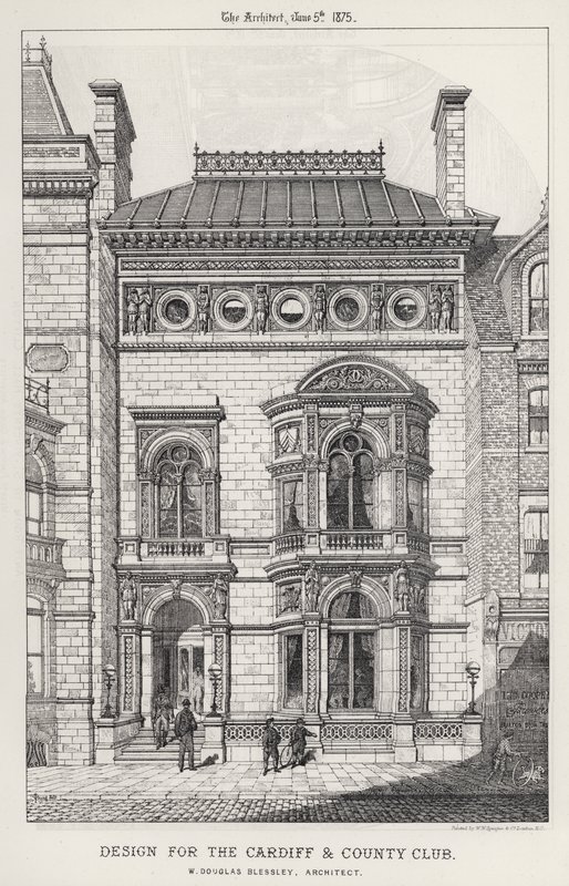 Tervezés a Cardiff and County Club számára (metszet) alkotó: English School