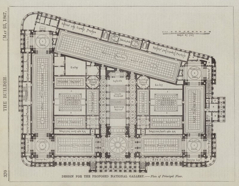Tervezett Nemzeti Galéria, alapszint terve (metszet) alkotó: English School